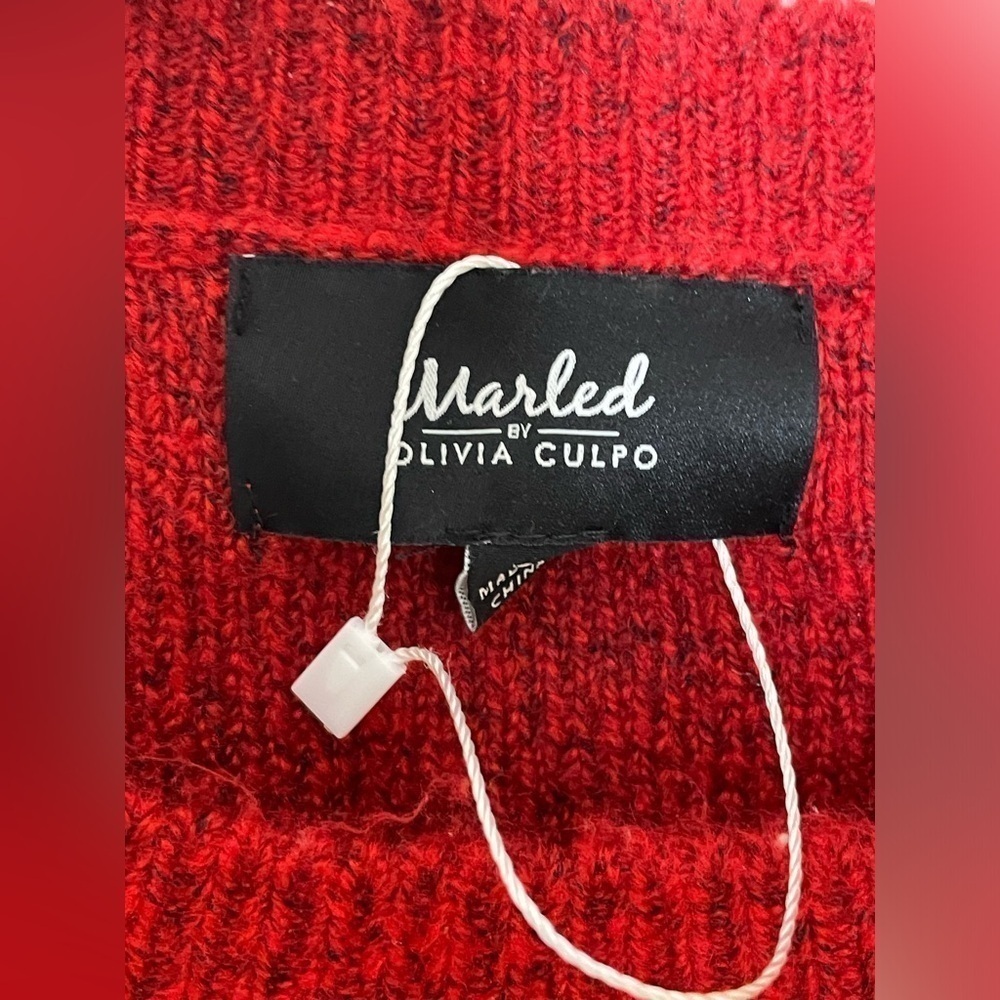 Marled x Olivia Culpo GRL PWR Destroyed Sweater in Red. - Size L​​​​​​​​​​​​ - Picture 7 of 12